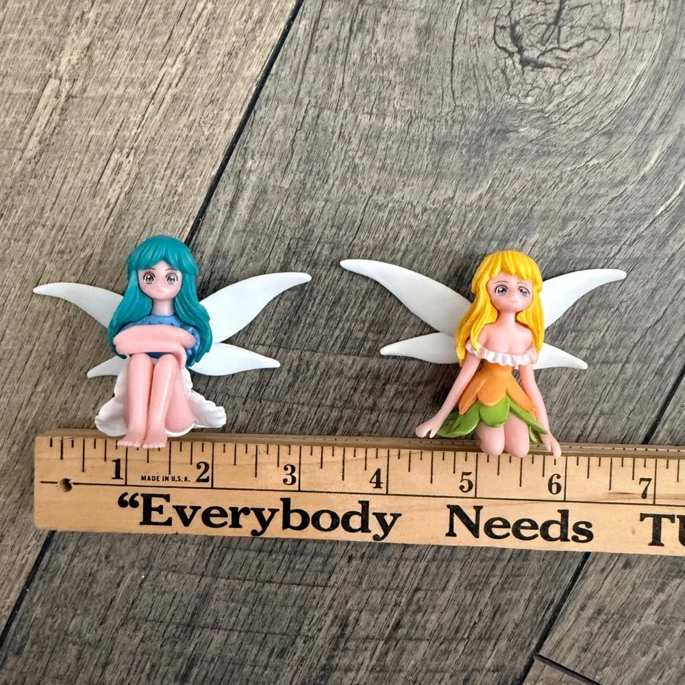 4Pc Miniature Anime Fairy Figurines Whimsical Sprite Terrarium Decor Set